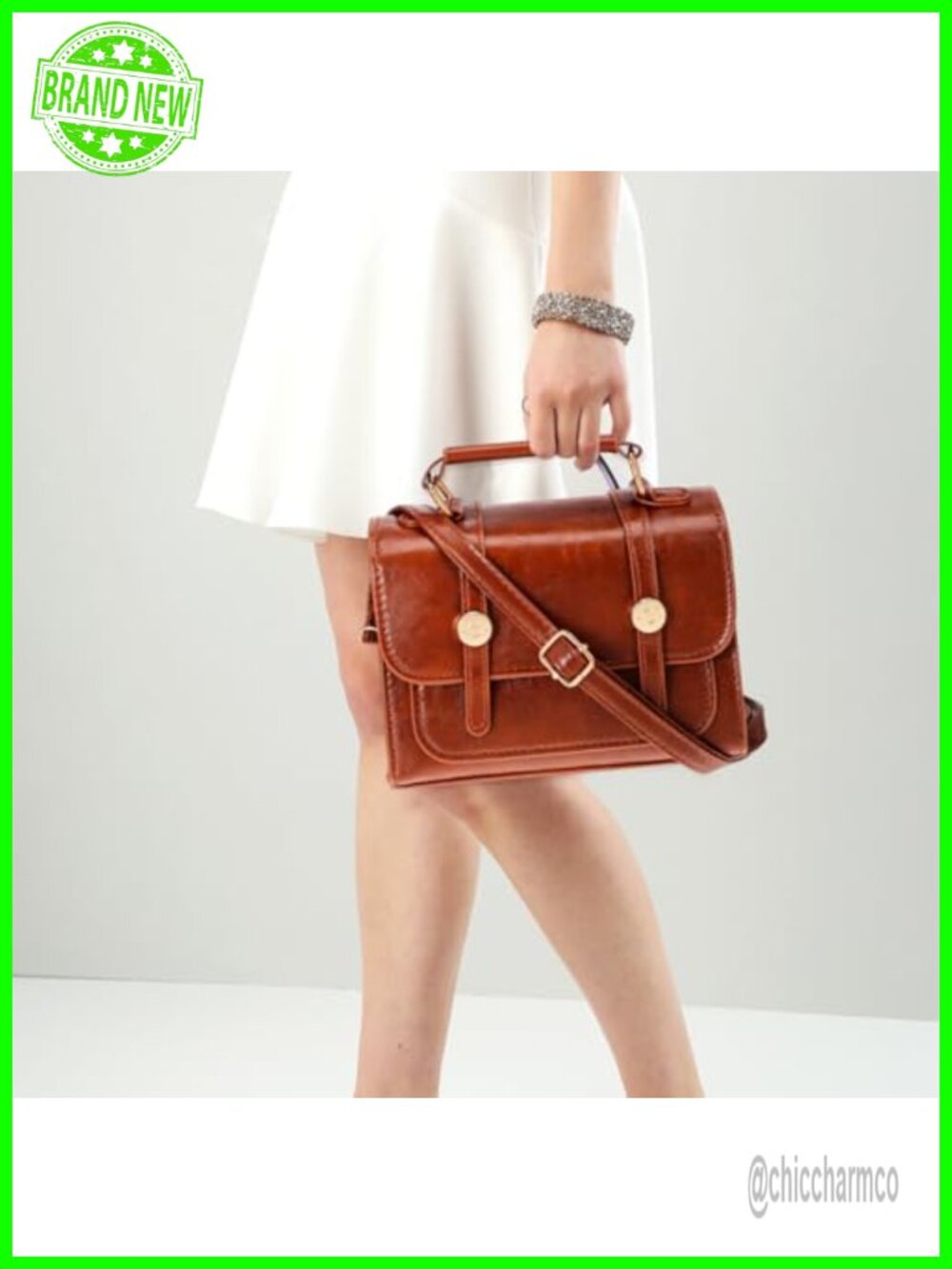 Vintage Small Handbag Women PU Crossbody with Handle Spacious Shoulder Bag - Picture 2 of 6